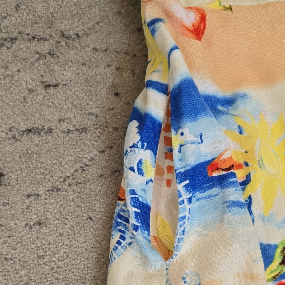 C&C California White Dress with Blue and Green Beach Patterns, XL, NWT - Picture 15 of 16